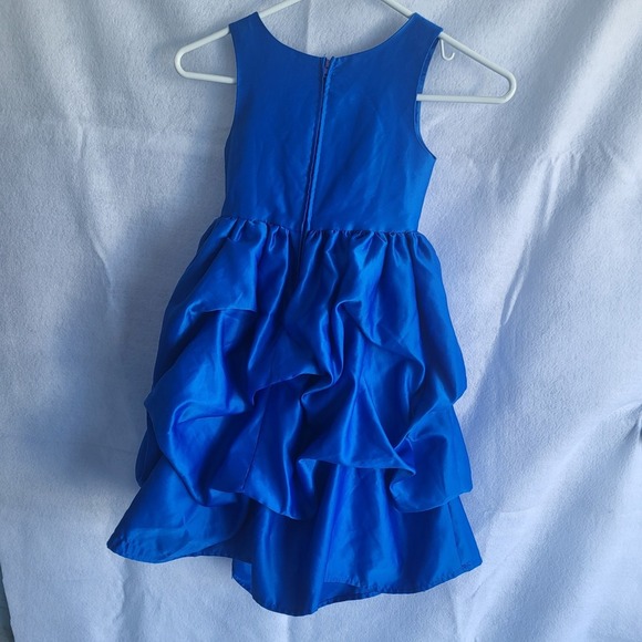 toddler girls‎ size 4 blue satiny gathered rouched long formal dress - Picture 7 of 7